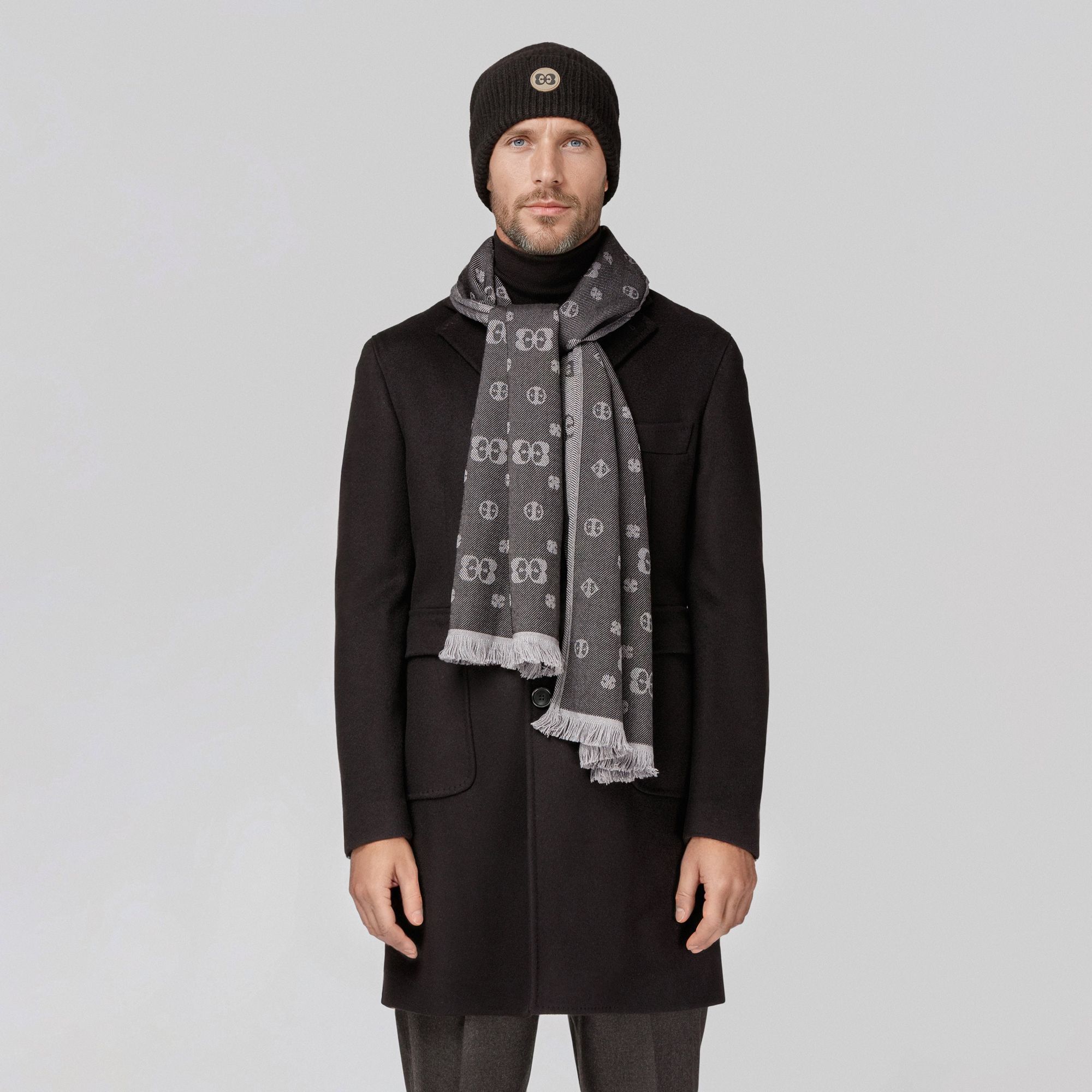 Men’s Wool-Cashmere Black Coat