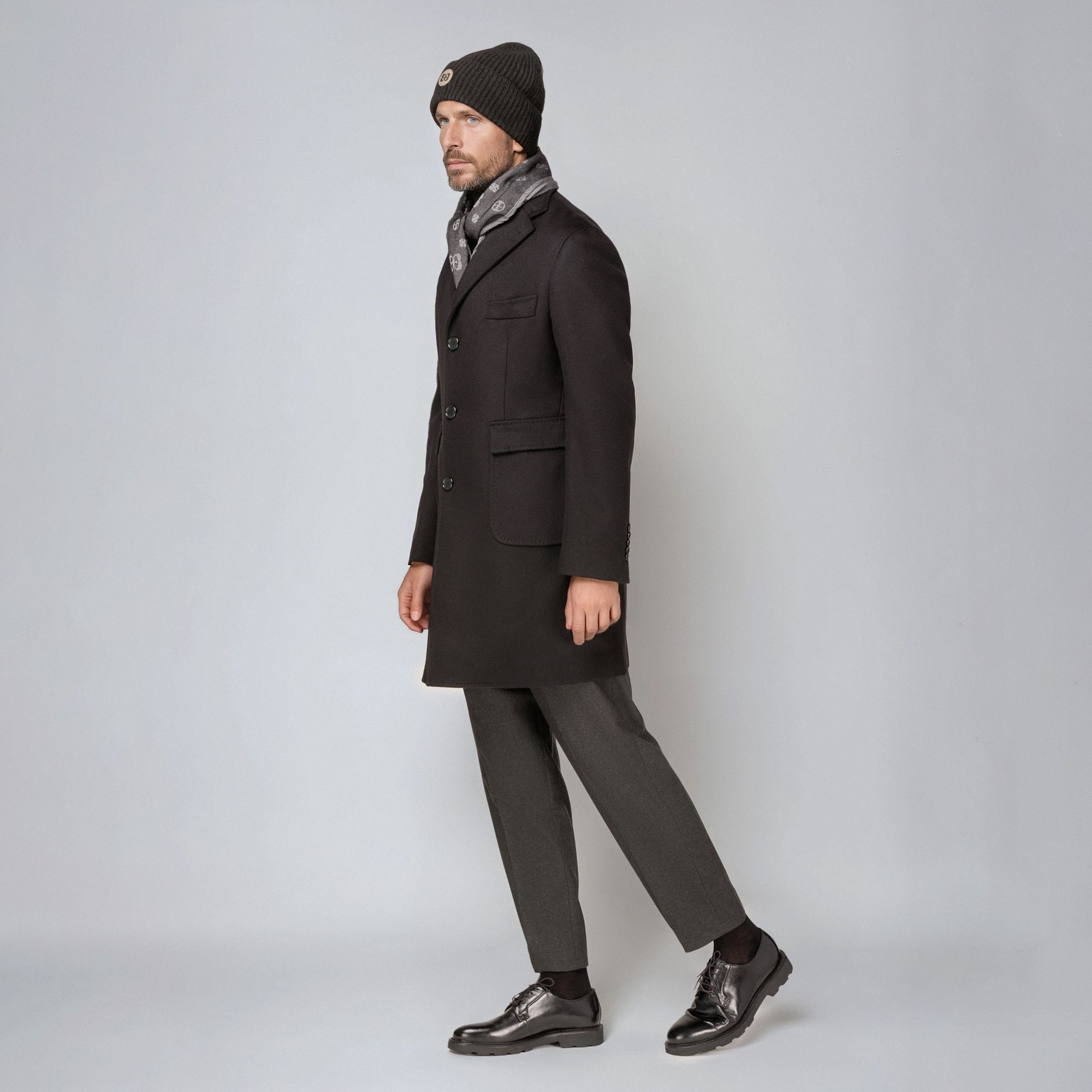 Men’s Wool-Cashmere Black Coat