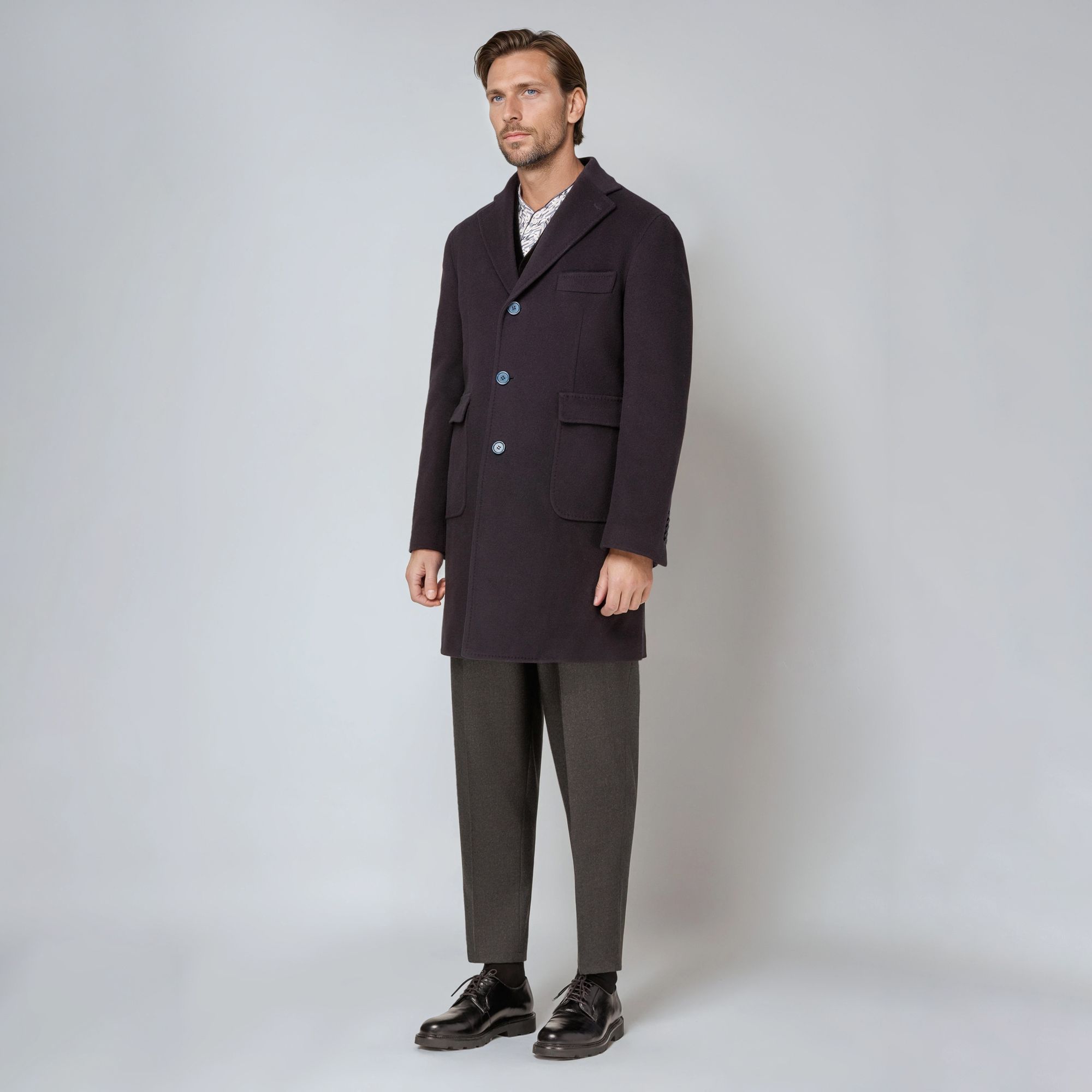 Men’s Navy Wool-Cashmere Coat
