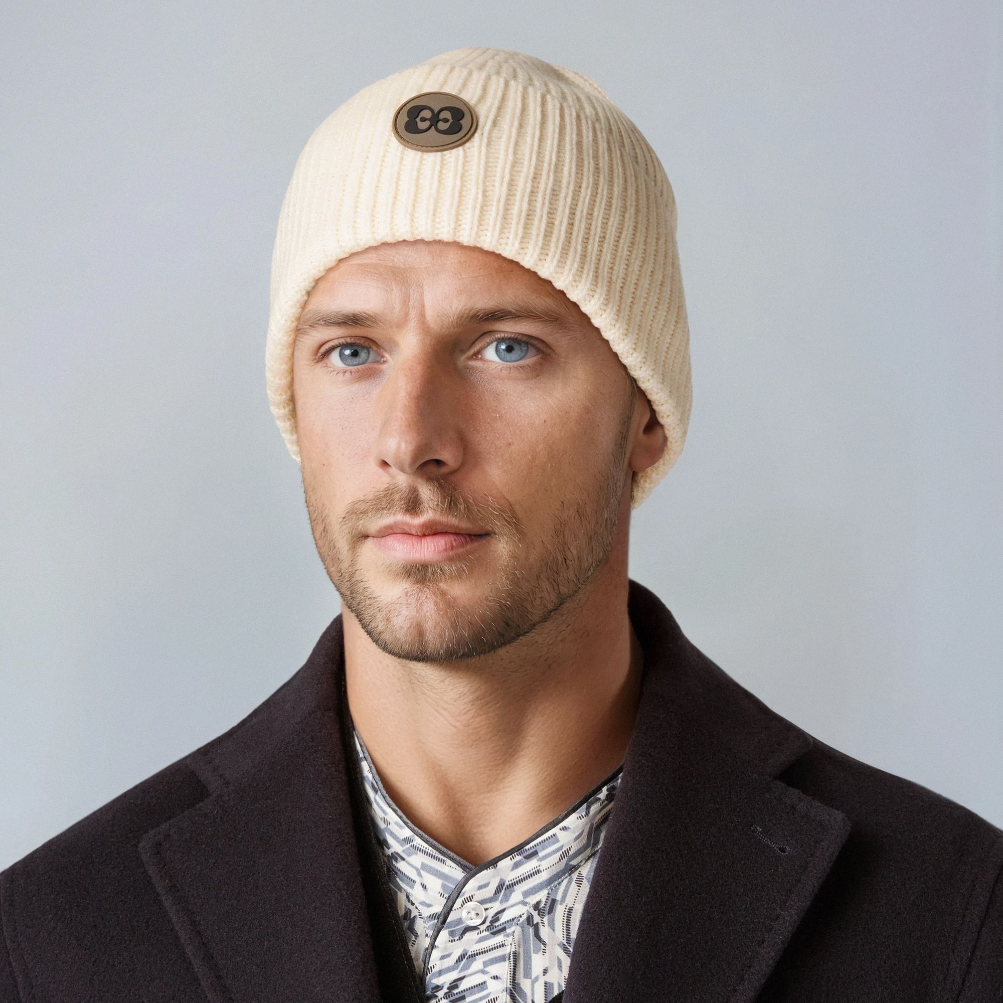 Men’s Off-White Virgin Wool Beanie