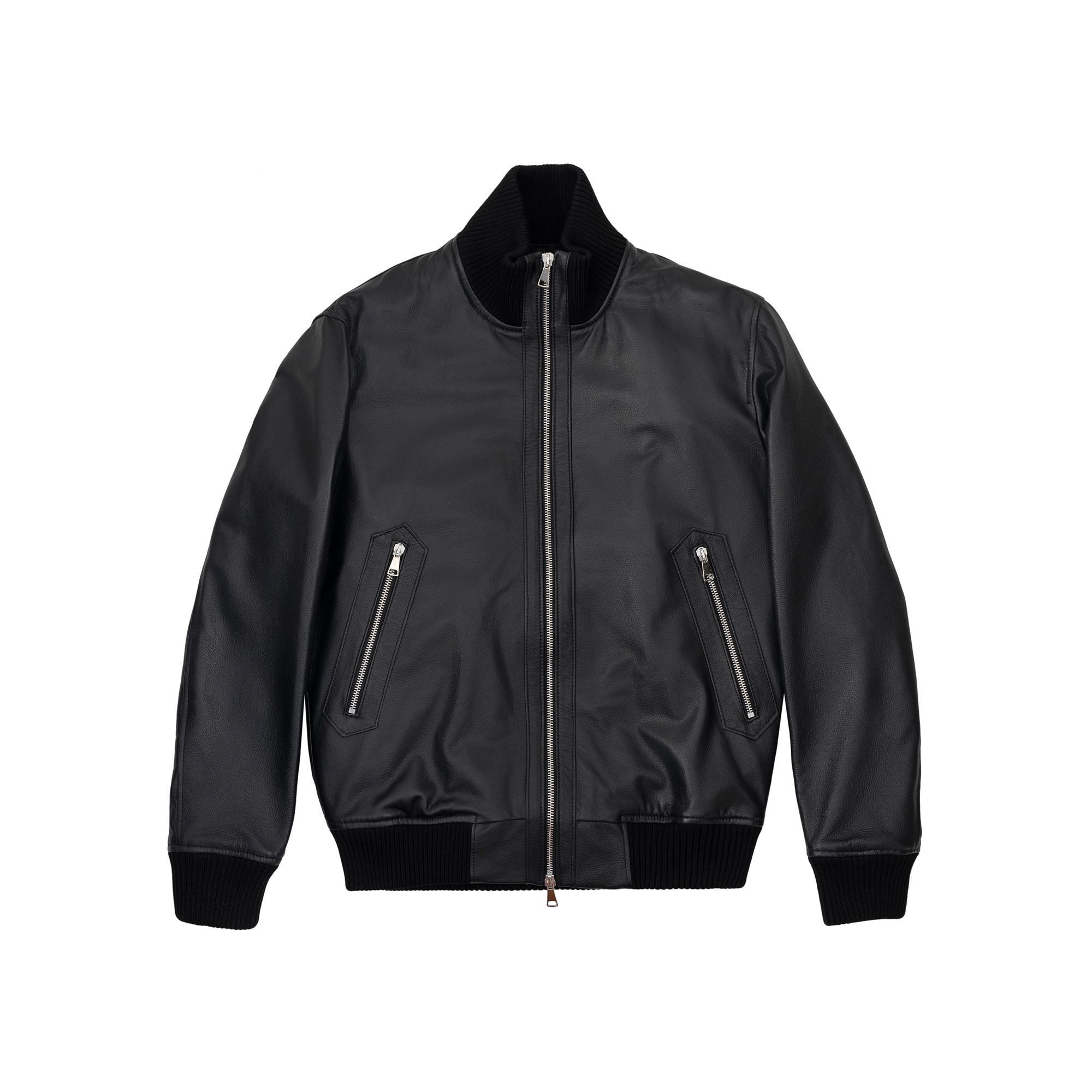 Men’s Black Leather Bomber Jacket