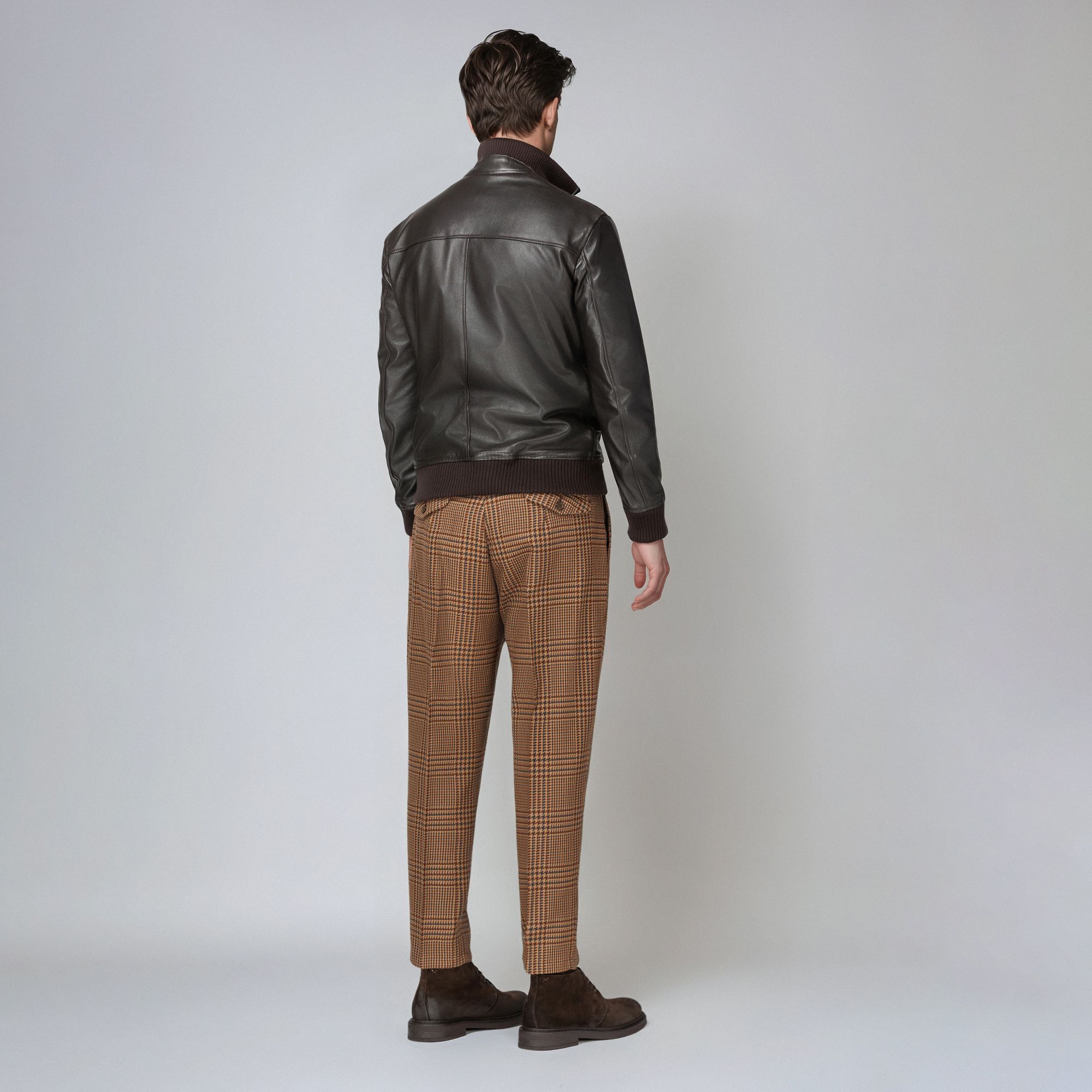 Total Look: Brown Leather Bomber – Modern Heritage Smart Casual