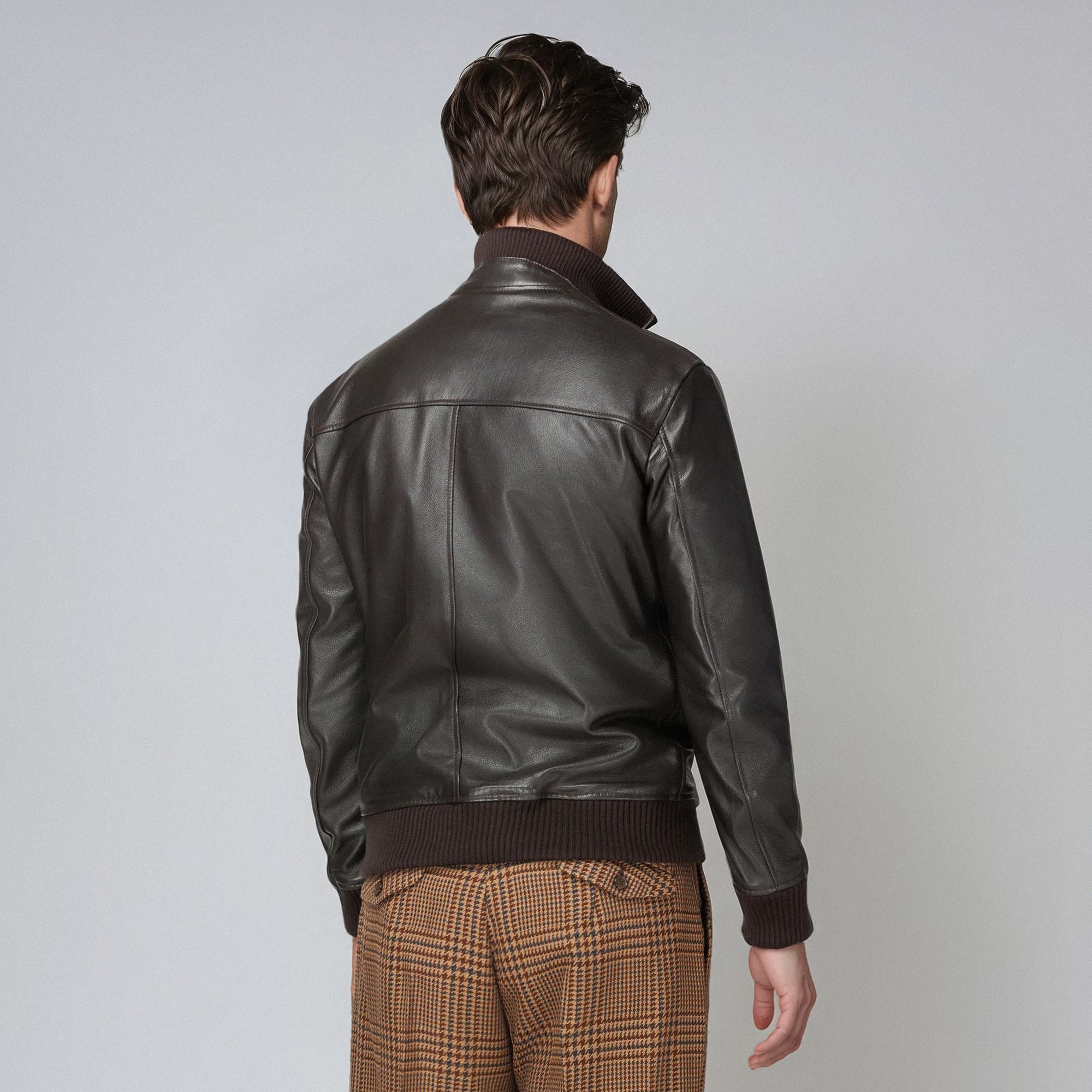 Men’s Brown Leather Bomber Jacket