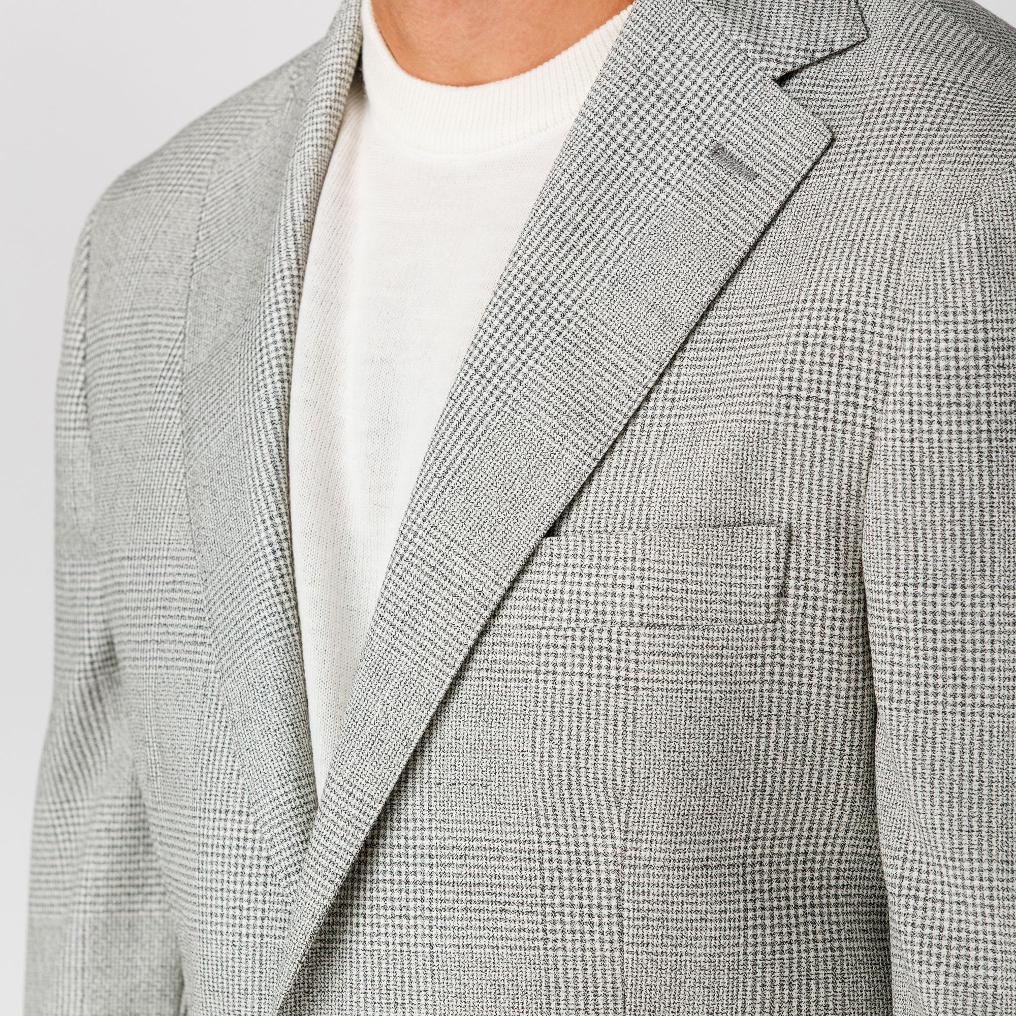 Grey Prince of Wales Wool Blazer