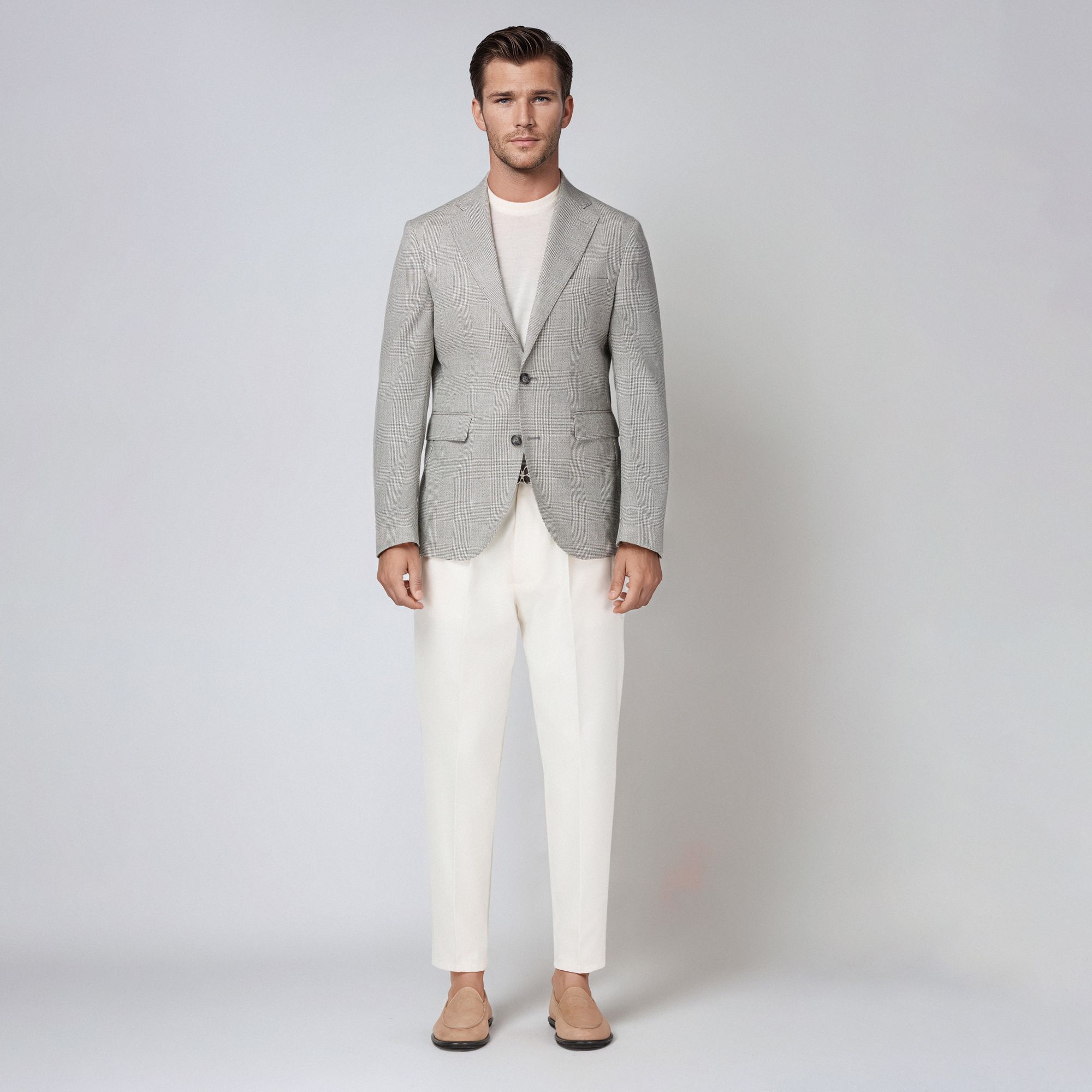 Grey Prince of Wales Wool Blazer