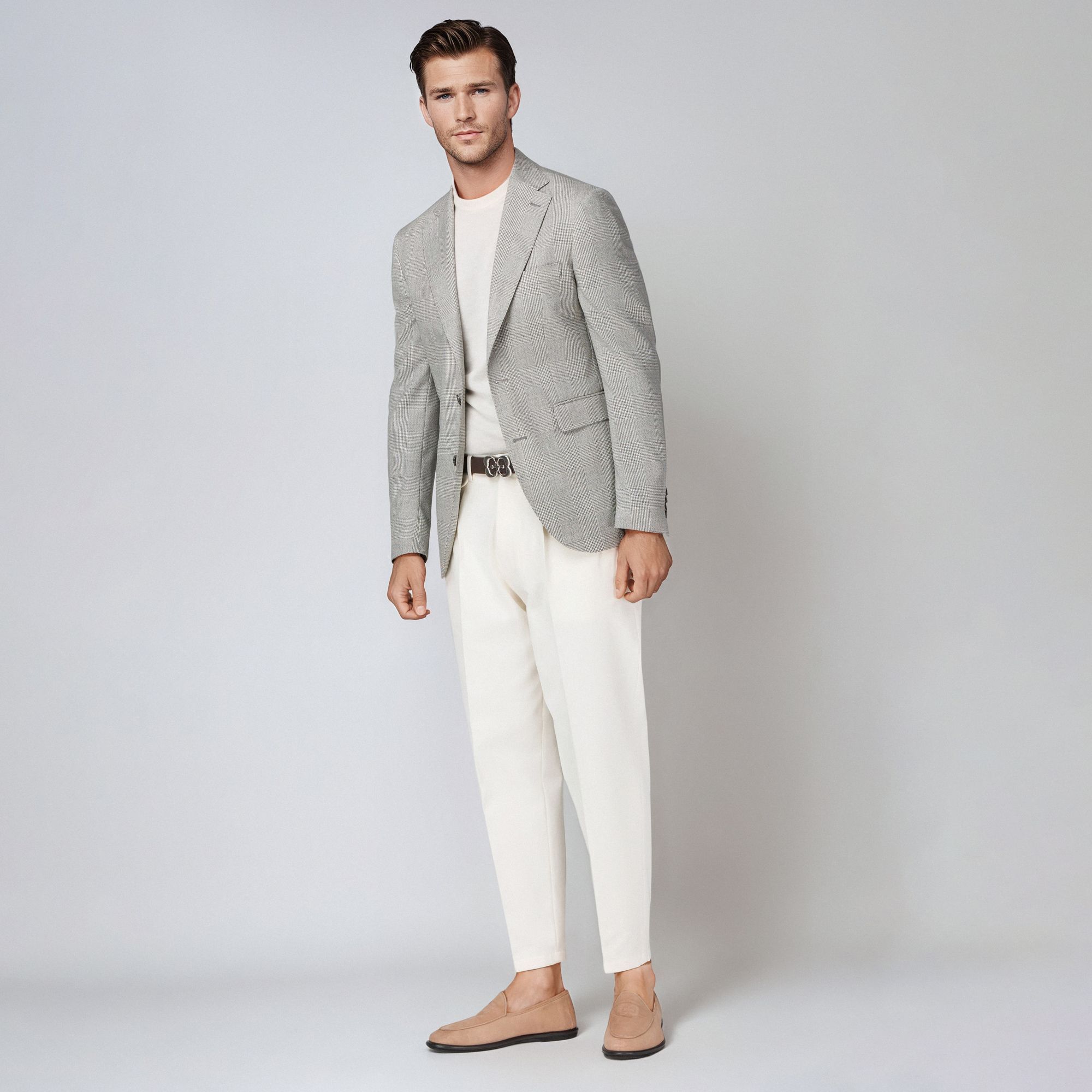 Grey Prince of Wales Wool Blazer