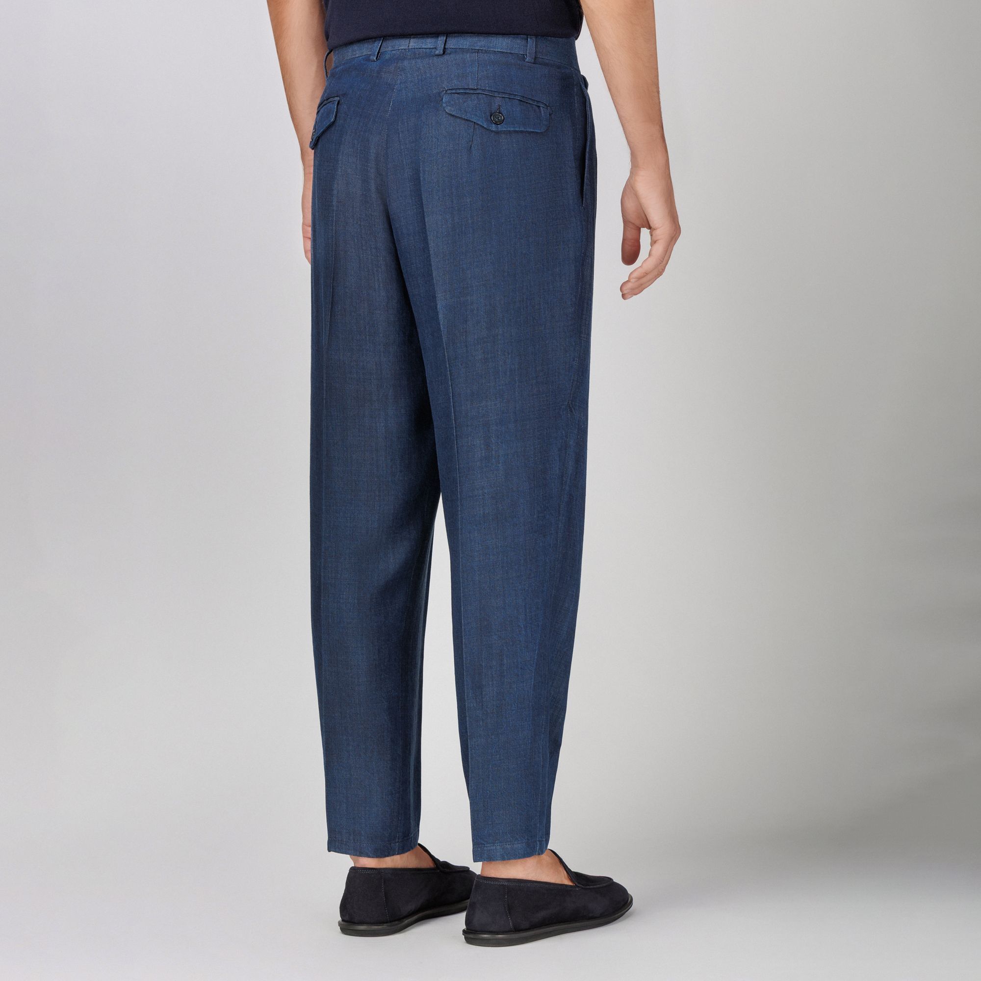 Men’s Structured Wide-Fit Tencel Denim Trousers 