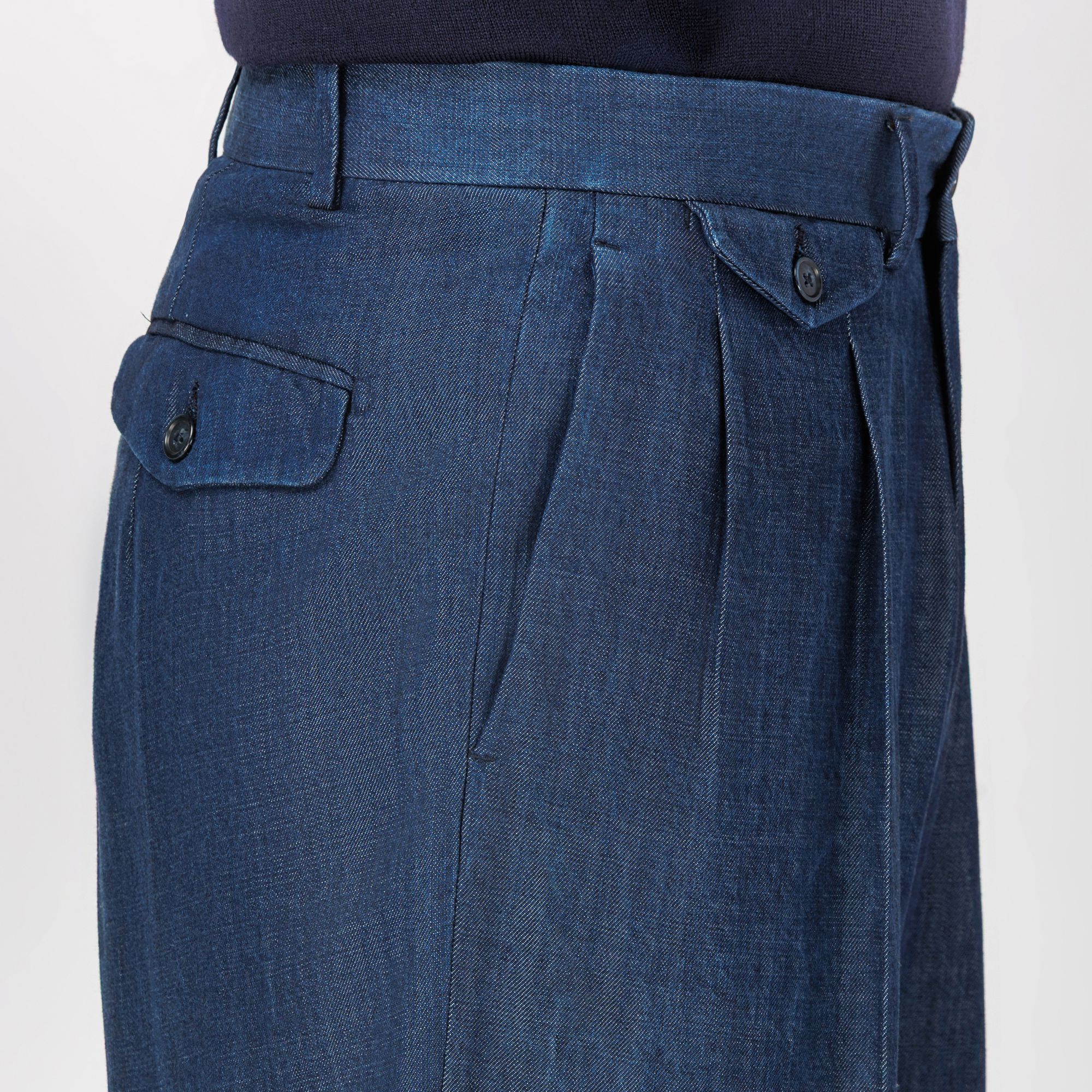 Men’s Structured Wide-Fit Tencel Denim Trousers 