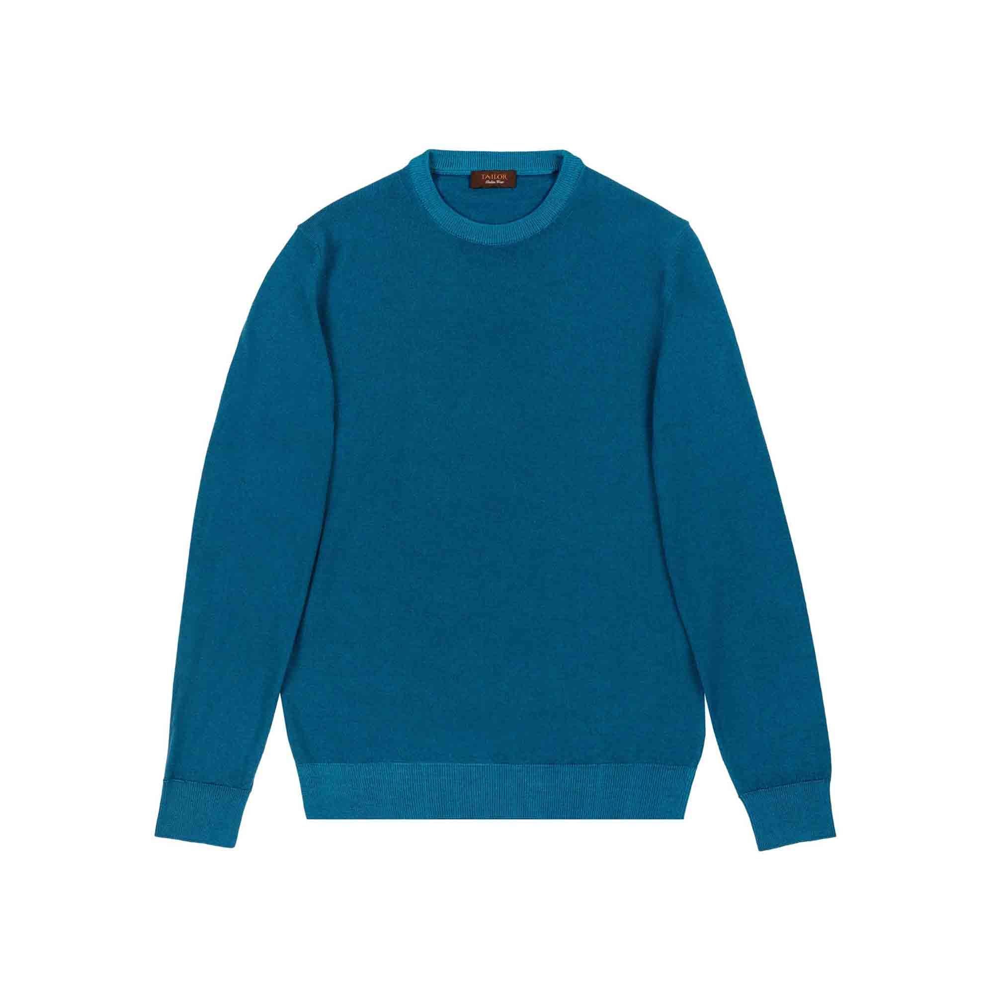 Turquoise Wool Crewneck Sweater