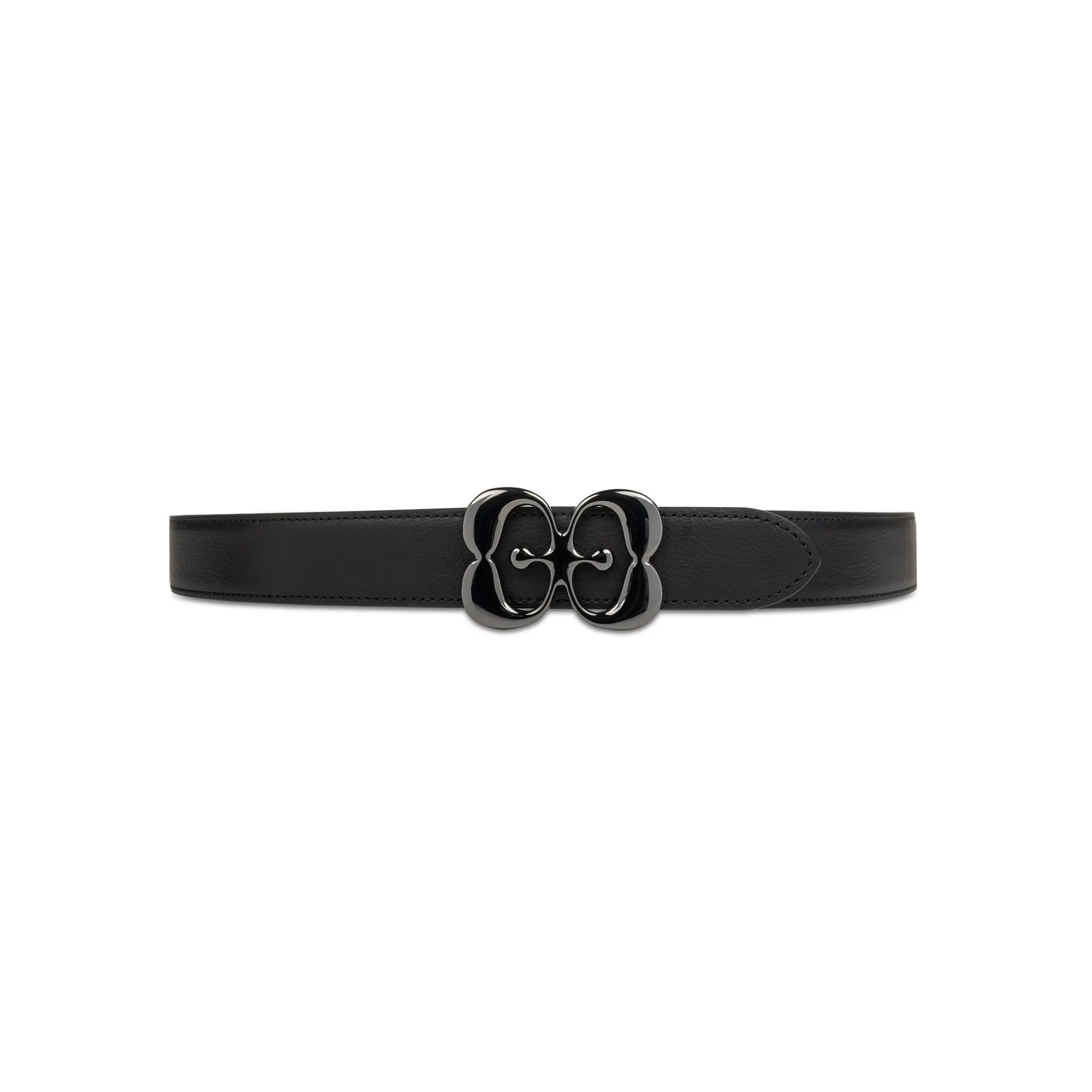 Black Leather Belt with Monogram Buckle Black Leather Belt with Monogram Buckle